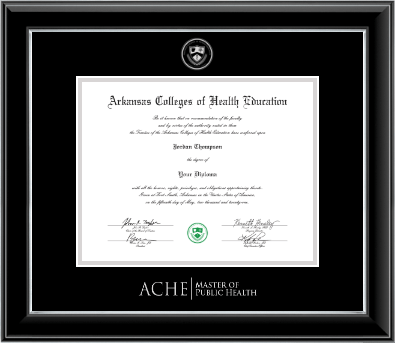 Arkansas Colleges of Health Education diploma frame - Public Health- Embossed Diploma Frame in Onyx Silver