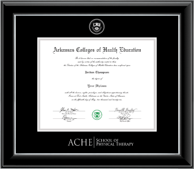 Arkansas Colleges of Health Education diploma frame - Physical Therapy- Embossed Diploma Frame in Onyx Silver