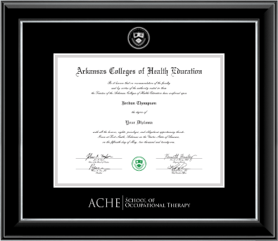 Arkansas Colleges of Health Education diploma frame - Occupational Therapy- Embossed Diploma Frame in Onyx Silver