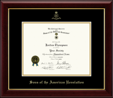 Sons of the American Revolution certificate frame - Gold Embossed Certificate Frame in Gallery
