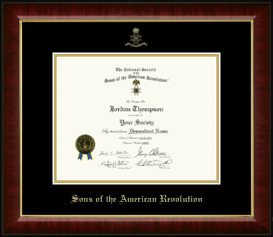 Sons of the American Revolution certificate frame - Gold Embossed Certificate Frame in Murano