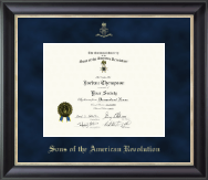 Sons of the American Revolution certificate frame - Gold Embossed Certificate Frame in Noir