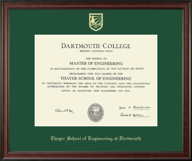 Dartmouth College diploma frame - Gold Embossed Diploma Frame in Studio