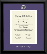 Spring Hill College diploma frame - Silver Engraved Medallion Diploma Frame in Onyx Silver