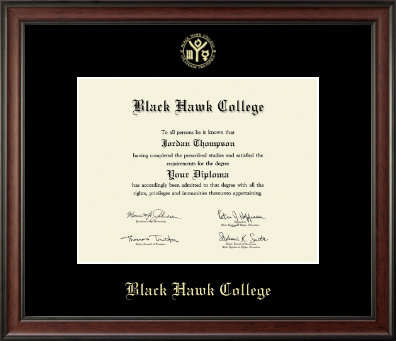 Black Hawk College diploma frame - Gold Embossed Diploma Frame in Studio