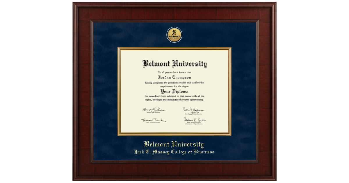 Massey Graduation Frame Belmont Jack C. Massey College of Business Diploma Frames