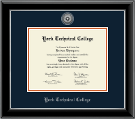 York Tech diploma frame - Silver Engraved Medallion Diploma Frame in Onyx Silver