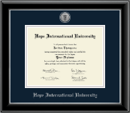 Hope International University diploma frame - Silver Engraved Medallion Diploma Frame in Onyx Silver