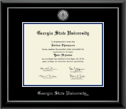 Georgia State University diploma frame - Silver Engraved Medallion Diploma Frame in Onyx Silver