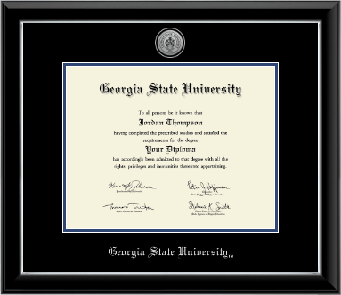 Georgia State University diploma frame - Silver Engraved Medallion Diploma Frame in Onyx Silver