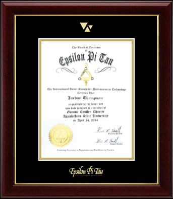 Epsilon Pi Tau certificate frame - Gold Embossed Certificate Frame in Gallery