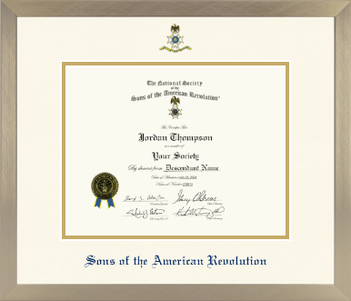 Sons of the American Revolution certificate frame - Icon Certificate Frame in Light Champagne