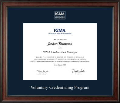 International City County Management Association certificate frame - Silver Embossed Certificate Frame in Studio