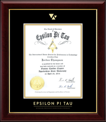 Epsilon Pi Tau certificate frame - Gold Embossed Certificate Frame in Gallery