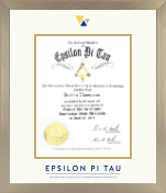 Epsilon Pi Tau certificate frame - Dimensions Certificate Frame in Light Champagne