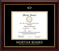 Mortar Board National College Honor Society certificate frame - Gold Embossed Certificate Frame in Gallery