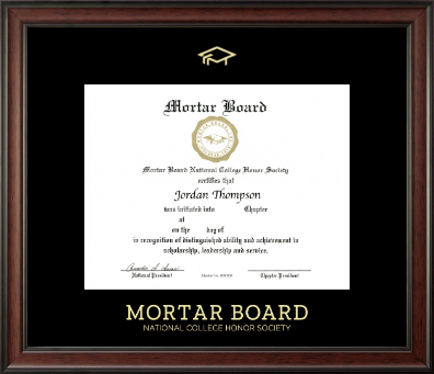 Mortar Board National College Honor Society certificate frame - Gold Embossed Certificate Frame in Studio