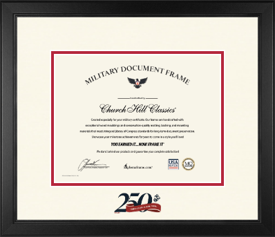 United States Marine Corps certificate frame - Dimensions 250th Anniversary Certificate Frame in Arena