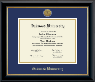 Oakwood University diploma frame - Gold Engraved Medallion Diploma Frame in Onyx Gold