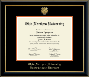 Ohio Northern University diploma frame - Gold Engraved Medallion Diploma Frame in Onyx Gold