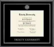 Trinity University diploma frame - Silver Engraved Medallion Diploma Frame in Onyx Silver