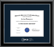 Specialty Pharmacy Certification Board certificate frame - Silver Embossed Certificate Frame in Onyx Silver