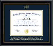 International Association of Financial Crimes Investigation certificate frame - Gold Embossed Certificate Frame in Onyx Gold