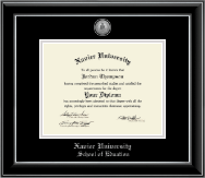 Xavier University diploma frame - Silver Engraved Medallion Diploma Frame in Onyx Silver