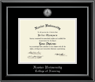 Xavier University diploma frame - Silver Engraved Medallion Diploma Frame in Onyx Silver