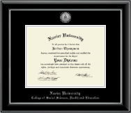 Xavier University diploma frame - Silver Engraved Medallion Diploma Frame in Onyx Silver