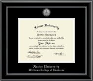 Xavier University diploma frame - Silver Engraved Medallion Diploma Frame in Onyx Silver