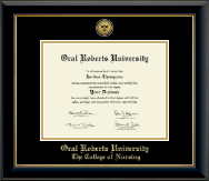 Oral Roberts University diploma frame - Gold Engraved Medallion Diploma Frame in Onyx Gold