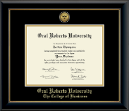 Oral Roberts University diploma frame - Gold Engraved Medallion Diploma Frame in Onyx Gold