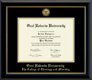 Oral Roberts University diploma frame - Gold Engraved Medallion Diploma Frame in Onyx Gold