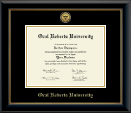 Oral Roberts University diploma frame - Gold Engraved Medallion Diploma Frame in Onyx Gold