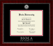 Biola University diploma frame - Silver Engraved Medallion Diploma Frame in Sutton
