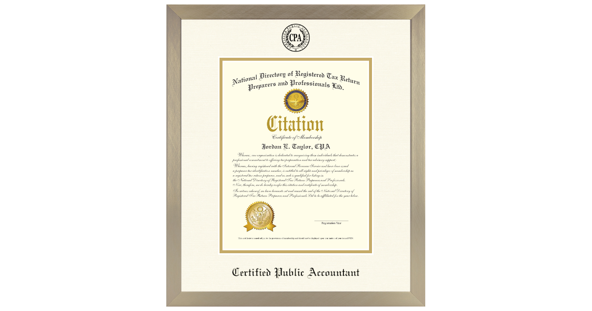 Certified Public Accountant Dimensions Certificate Frame in Light ...
