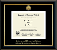 University of Wisconsin Oshkosh diploma frame - Gold Engraved Medallion Diploma Frame in Onyx Gold