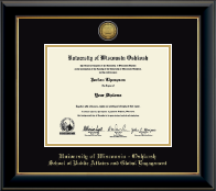University of Wisconsin Oshkosh diploma frame - Gold Engraved Medallion Diploma Frame in Onyx Gold