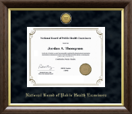 National Board of Public Health Examiners certificate frame - Gold Engraved Certificate Frame in Hampshire