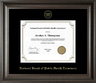 National Board of Public Health Examiners certificate frame - Gold Embossed Certificate Frame in Acadia