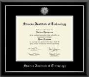 Stevens Institute of Technology diploma frame - Silver Engraved Medallion Diploma Frame in Onyx Silver