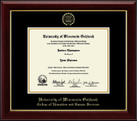 University of Wisconsin Oshkosh diploma frame - Gold Embossed Diploma Frame in Gallery