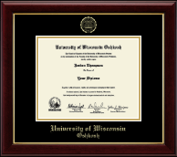 University of Wisconsin Oshkosh diploma frame - Gold Embossed Diploma Frame in Gallery