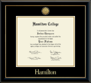 Hamilton College diploma frame - Gold Engraved Medallion Diploma Frame in Onyx Gold