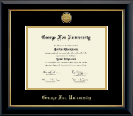 George Fox University diploma frame - Gold Engraved Medallion Diploma Frame in Onyx Gold