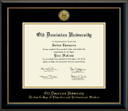 Old Dominion University diploma frame - Gold Engraved Medallion Diploma Frame in Onyx Gold