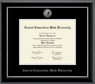 Central Connecticut State University diploma frame - Silver Engraved Medallion Diploma Frame in Onyx Silver