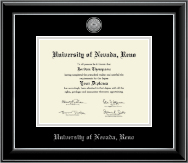 University of Nevada Reno diploma frame - Silver Engraved Medallion Diploma Frame in Onyx Silver