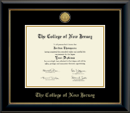 The College of New Jersey diploma frame - Gold Engraved Medallion Diploma Frame in Onyx Gold
